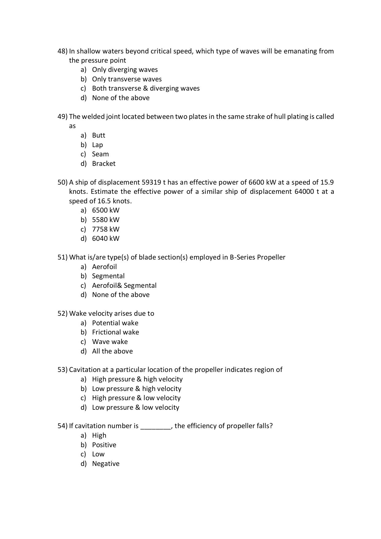 PG - Naval Architecture & Ocean Engineering - IMU CET Model Question Papers - CET (Set-II) - Page 9