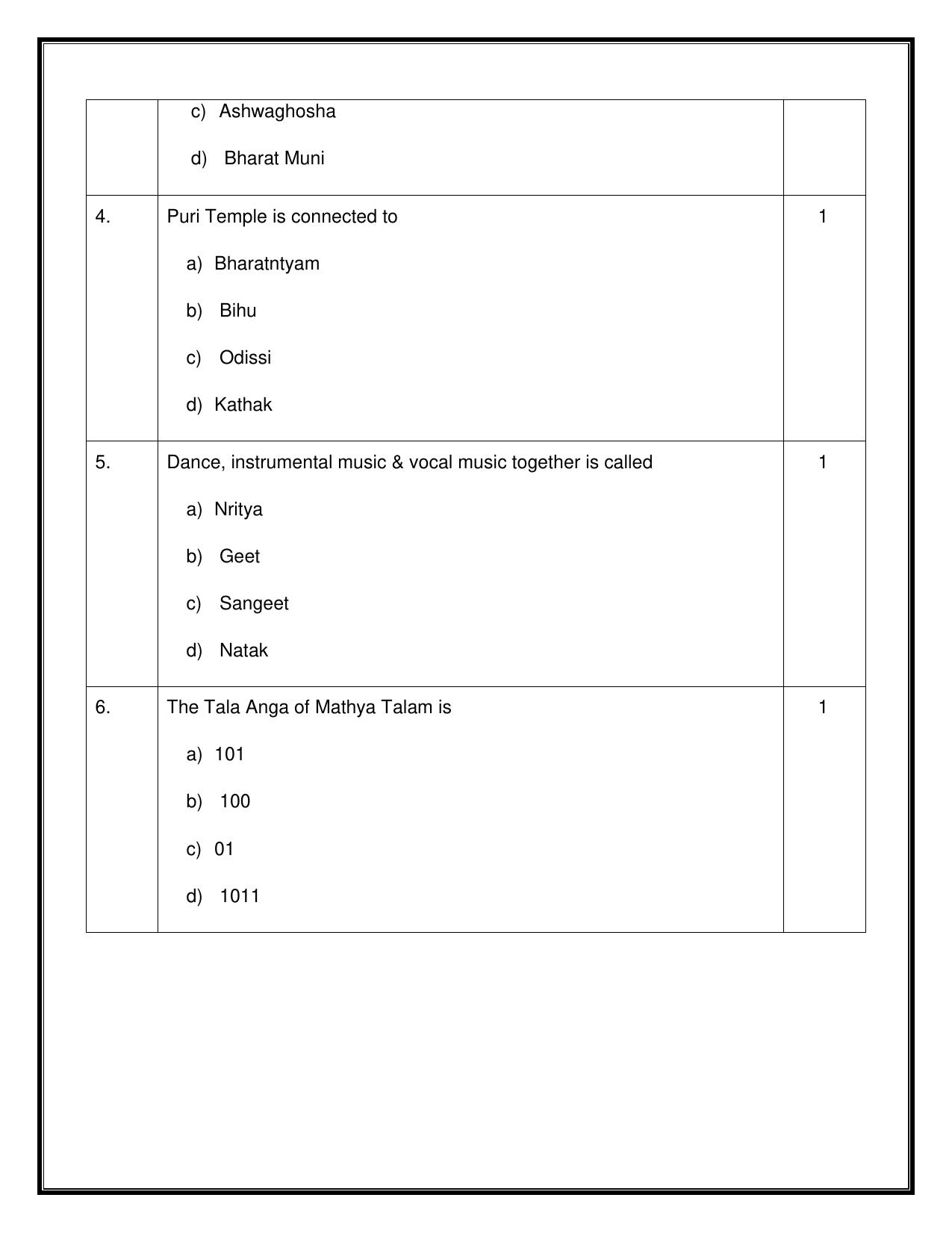 CBSE Class 12 Bharatanatyam Sample Question Paper 2024-25 - Page 2