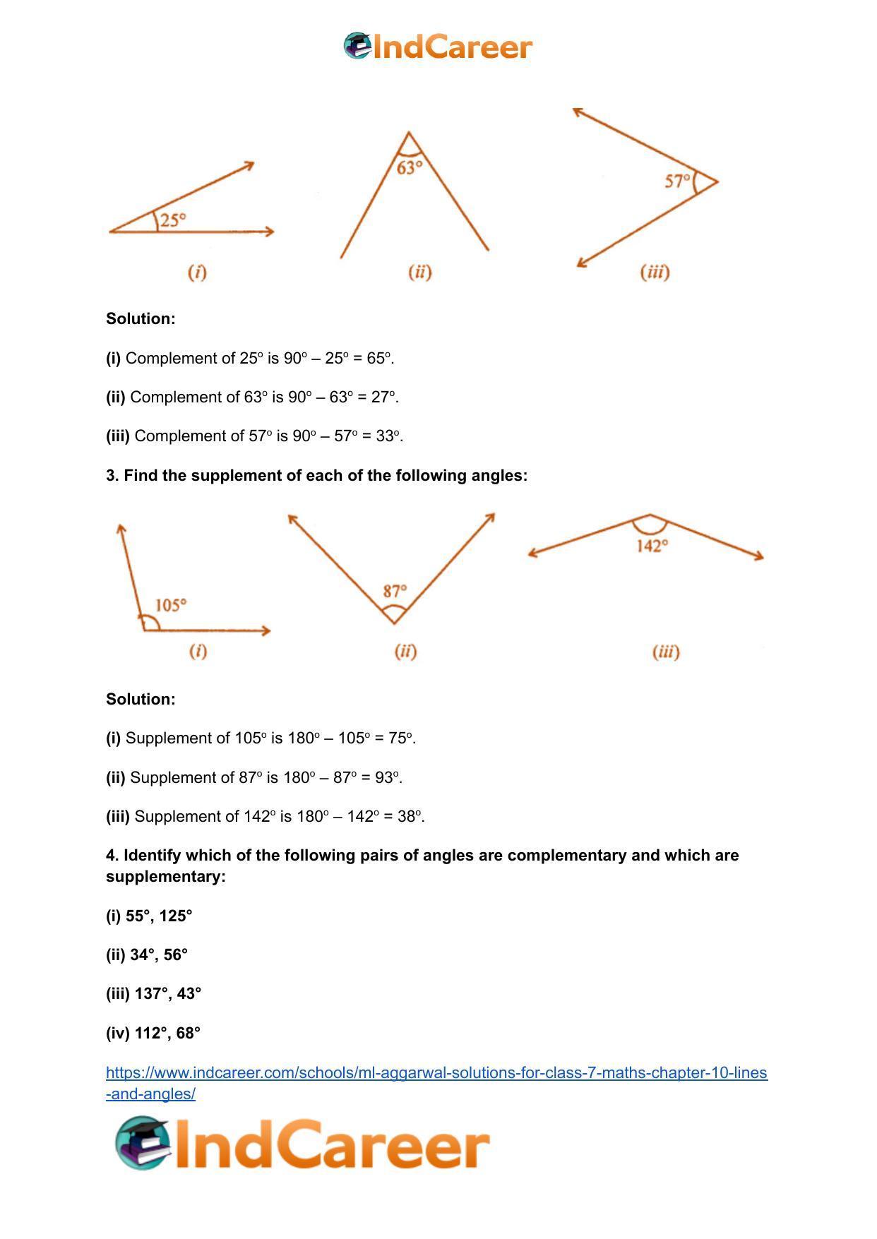ML Aggarwal Solutions for Class 7 Maths Chapter 10- Lines and Angles - Page 3