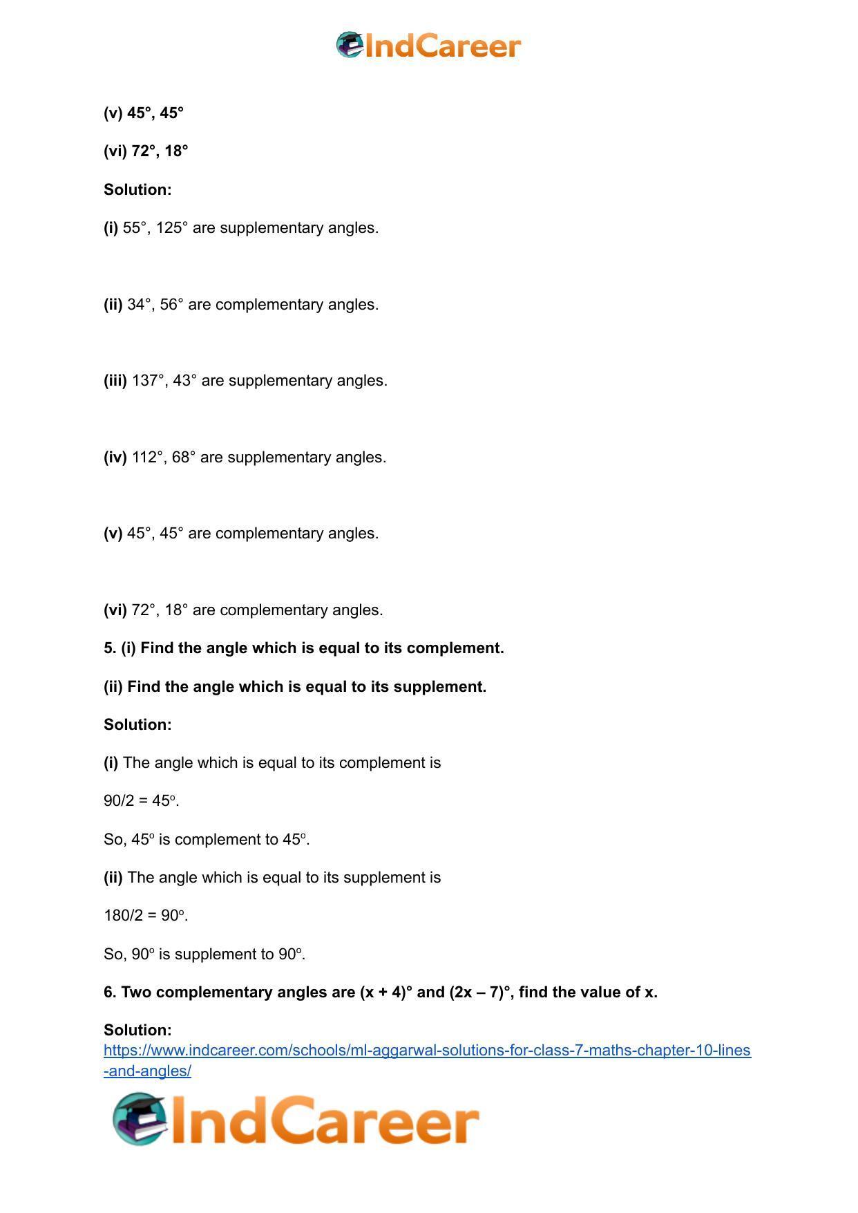 ML Aggarwal Solutions for Class 7 Maths Chapter 10- Lines and Angles - Page 4