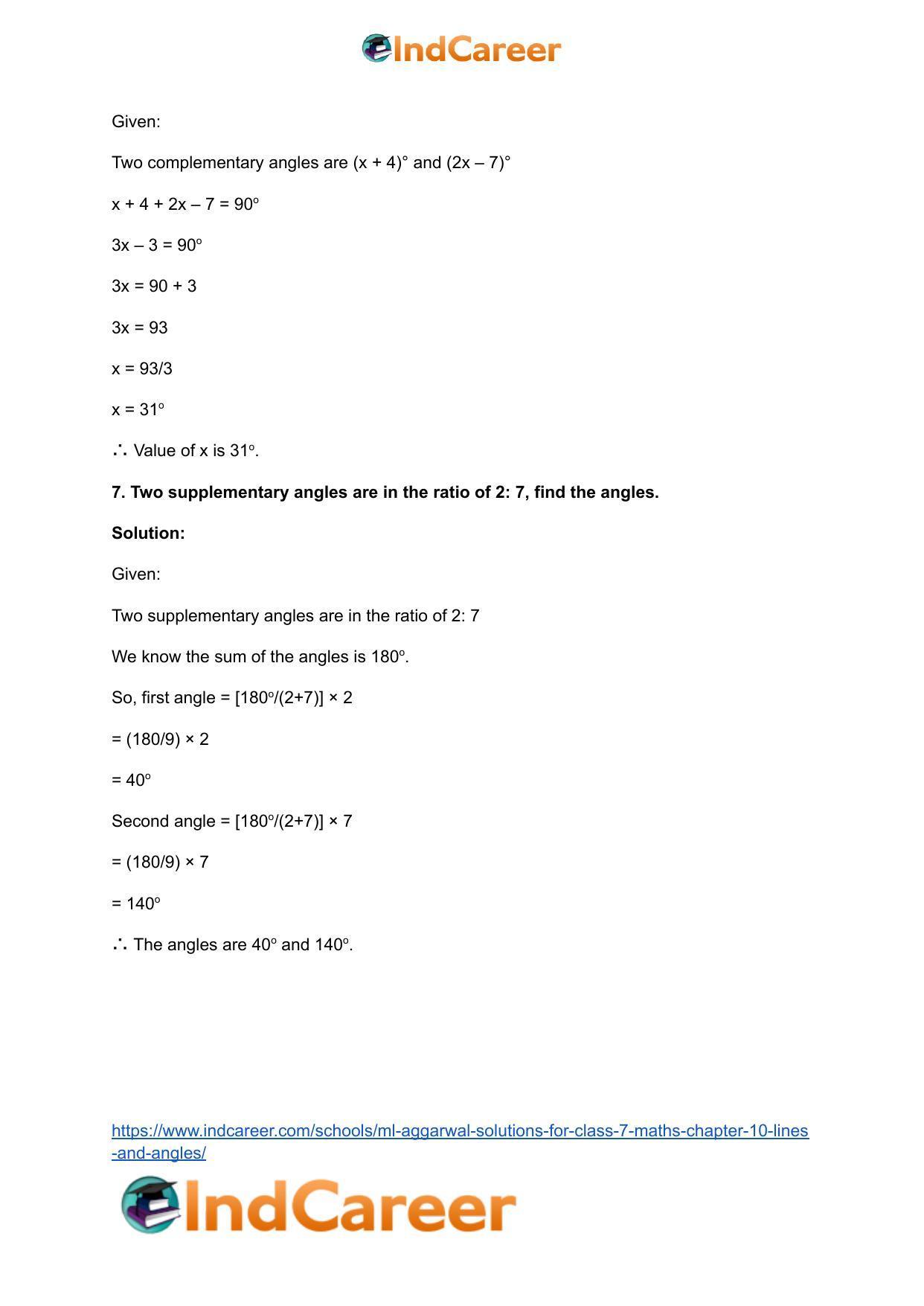 ML Aggarwal Solutions for Class 7 Maths Chapter 10- Lines and Angles - Page 5