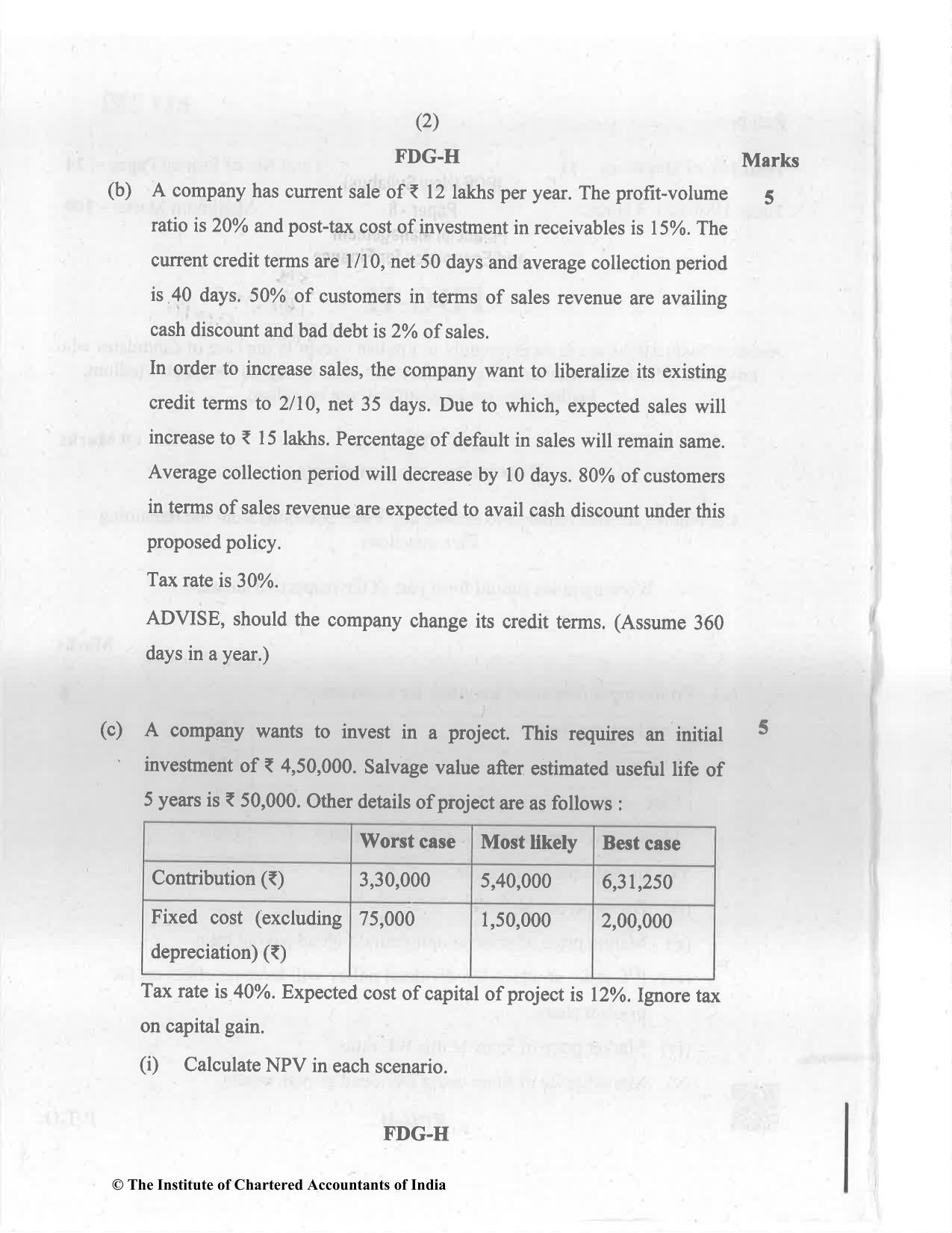 CA Inter May 2023 Question Paper - Paper 8 – Financial Management & Economics for Finance - Page 2