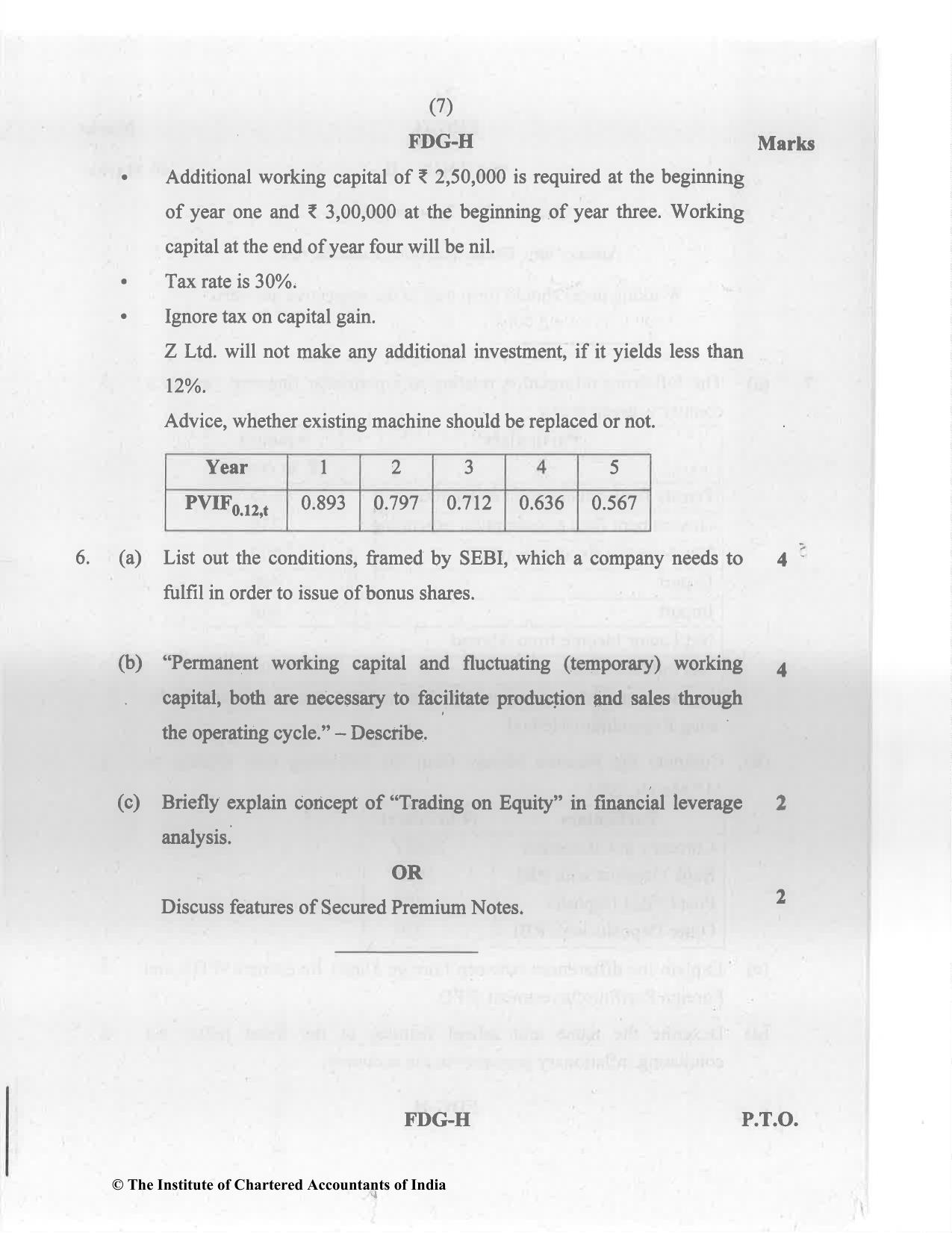CA Inter May 2023 Question Paper - Paper 8 – Financial Management & Economics for Finance - Page 7