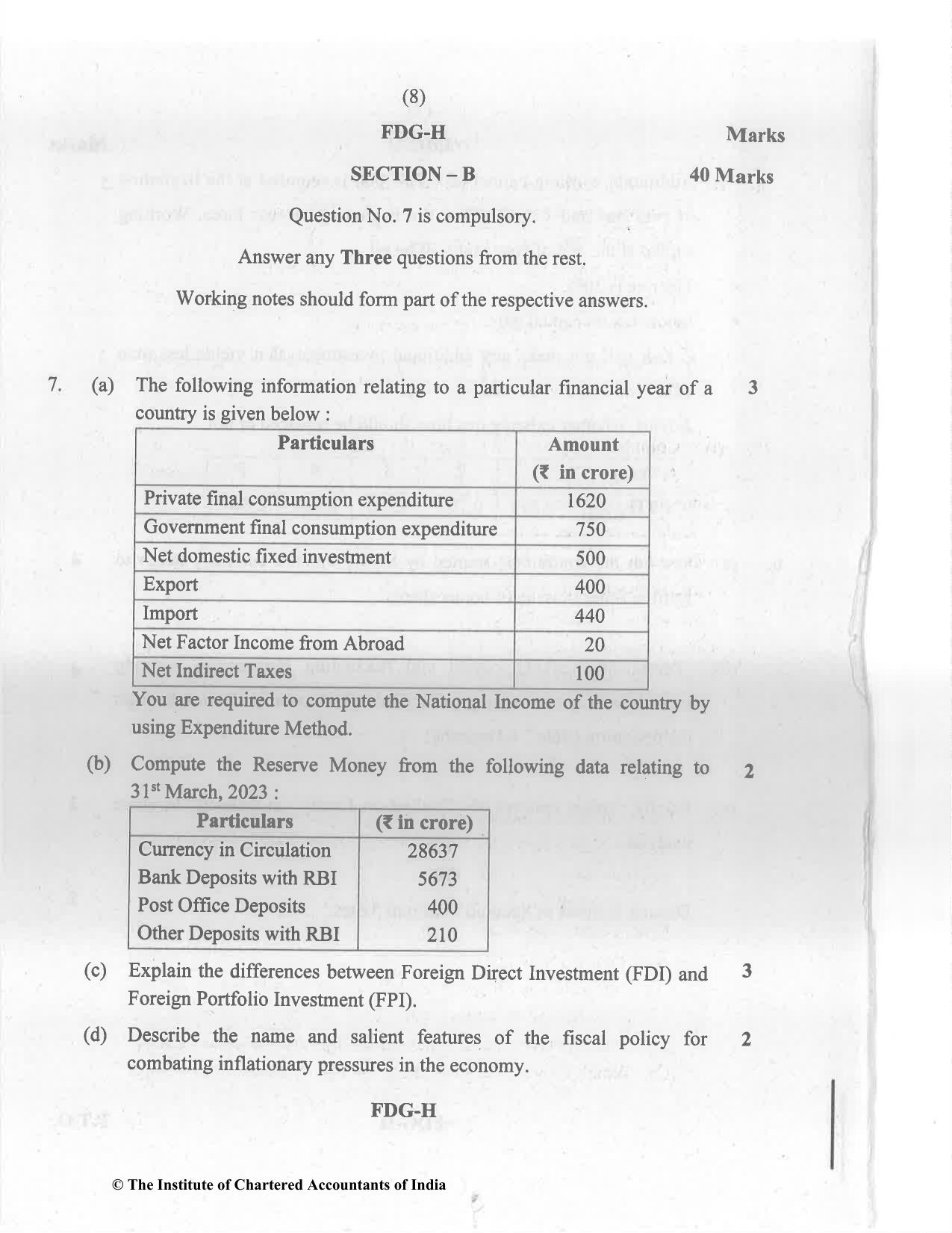 CA Inter May 2023 Question Paper - Paper 8 – Financial Management & Economics for Finance - Page 8