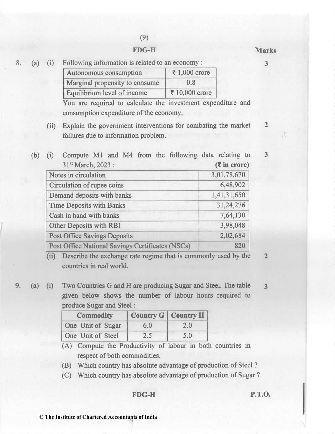CA Inter May 2023 Question Paper - Paper 8 – Financial Management & Economics for Finance - Page 9