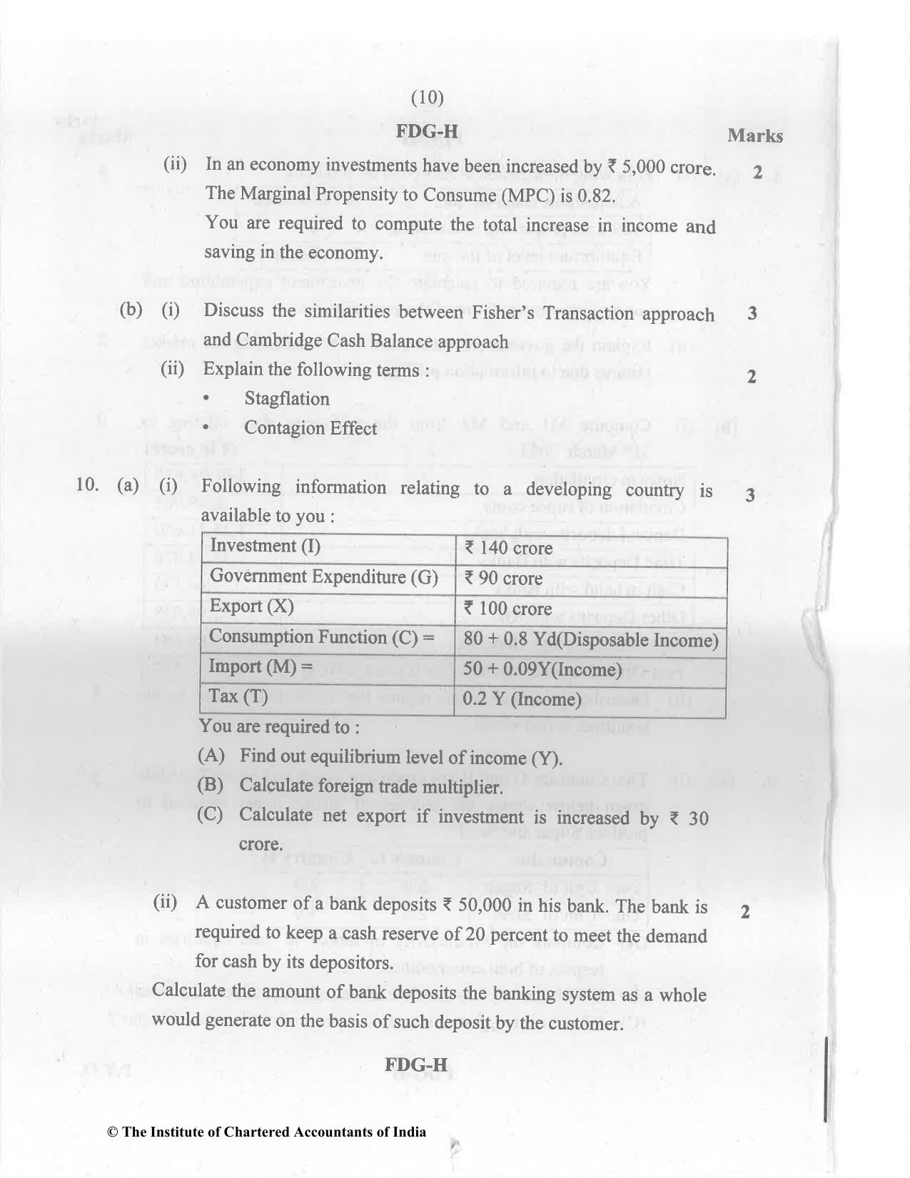 CA Inter May 2023 Question Paper - Paper 8 – Financial Management & Economics for Finance - Page 10