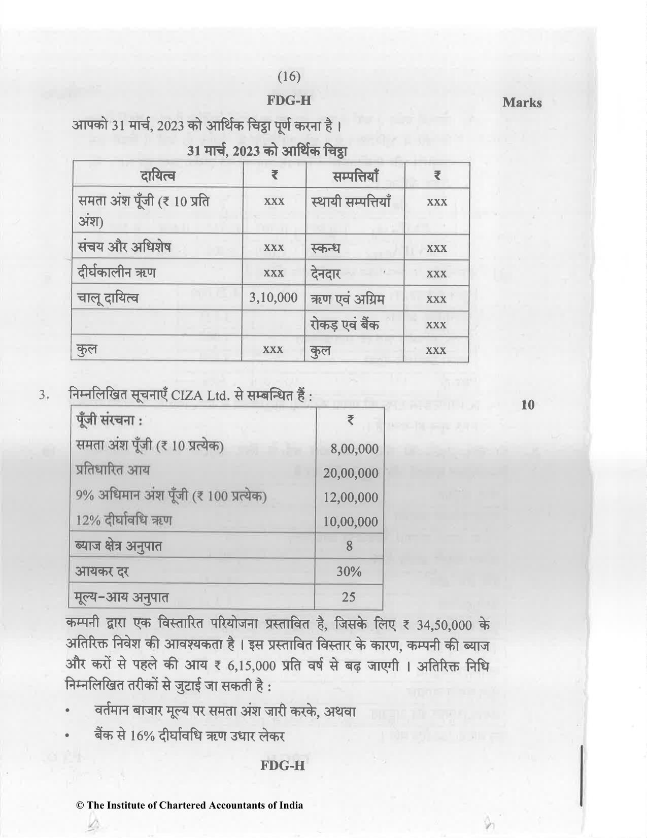 CA Inter May 2023 Question Paper - Paper 8 – Financial Management & Economics for Finance - Page 16