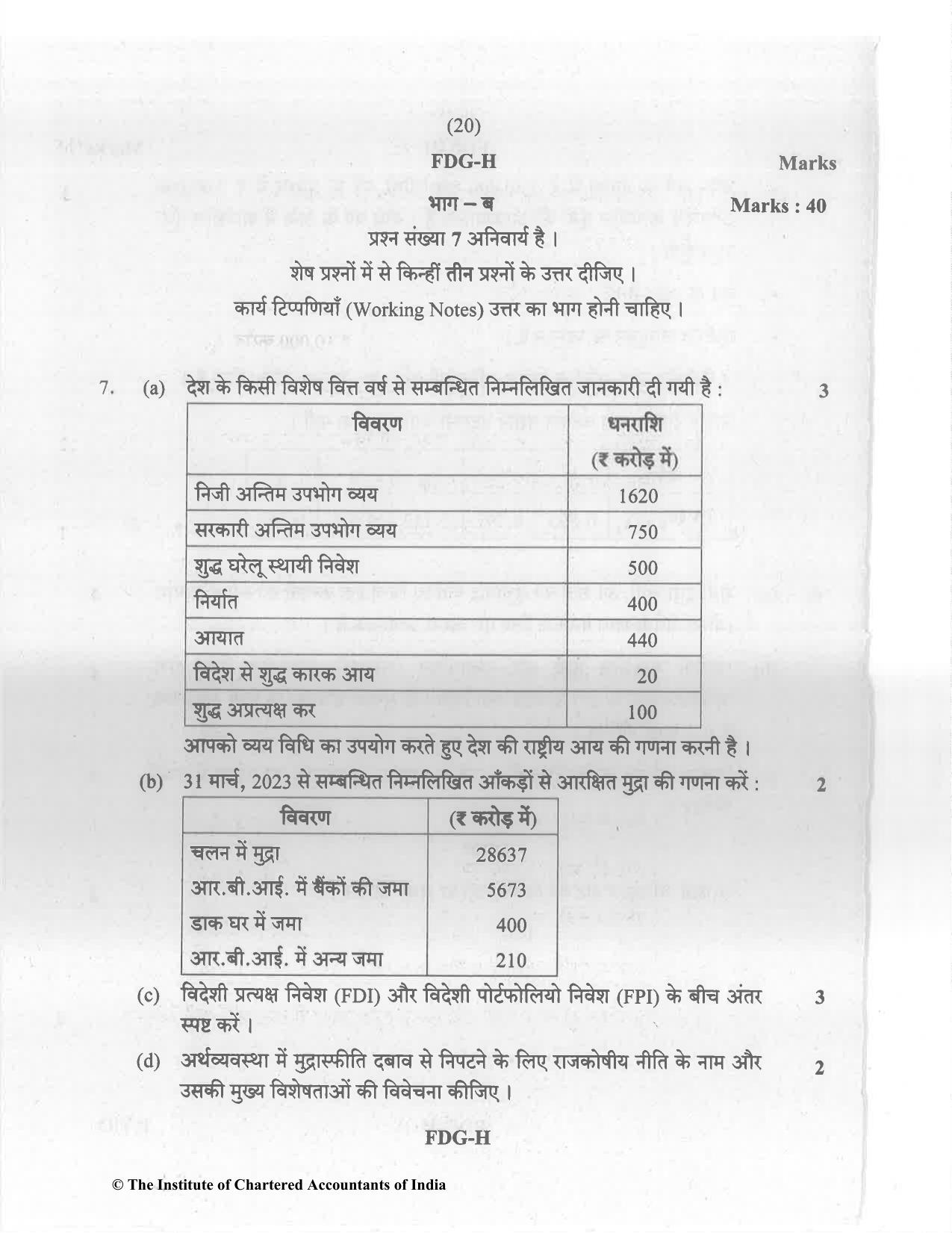 CA Inter May 2023 Question Paper - Paper 8 – Financial Management & Economics for Finance - Page 20
