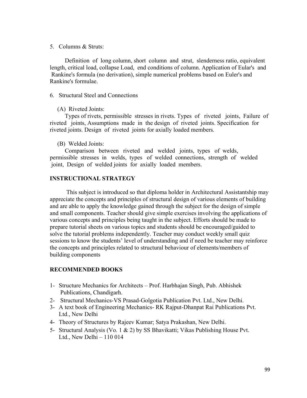 SYLLABUS FOR SEMESTER SYSTEM EFFECTIVE FROM (2021-2022) - ARCHITECTURAL_ASSISTANTSHIP - Page 103