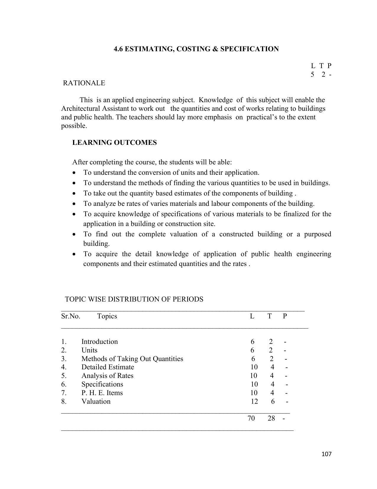 SYLLABUS FOR SEMESTER SYSTEM EFFECTIVE FROM (2021-2022) - ARCHITECTURAL_ASSISTANTSHIP - Page 111