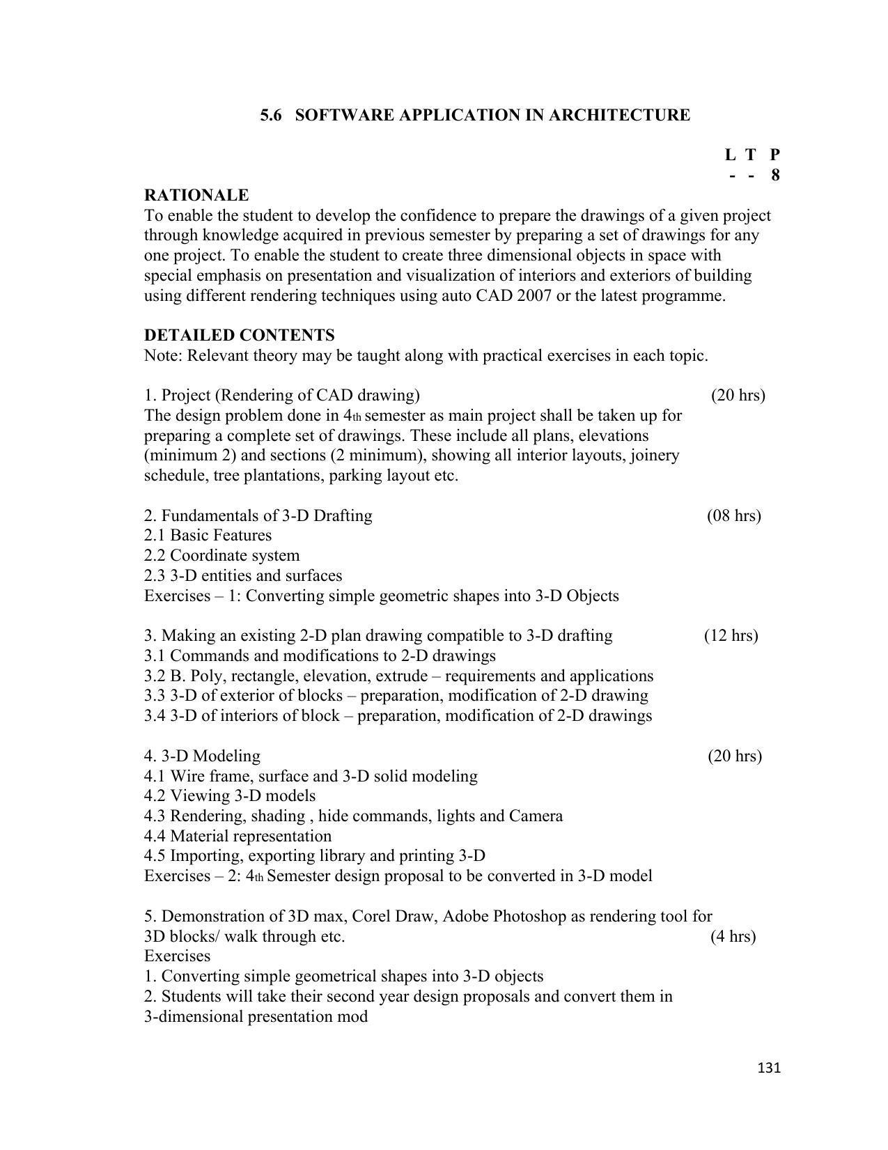 SYLLABUS FOR SEMESTER SYSTEM EFFECTIVE FROM (2021-2022) - ARCHITECTURAL_ASSISTANTSHIP - Page 135