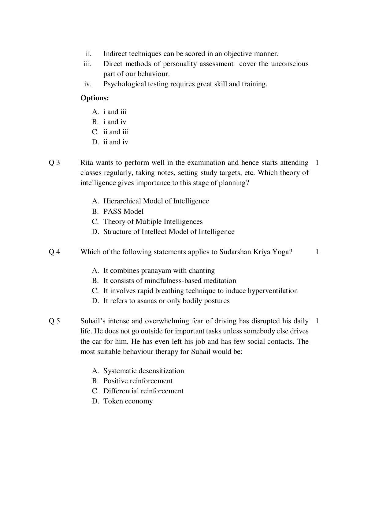 CBSE Class 12 Psychology Sample Question Paper 2024-25 - Page 2