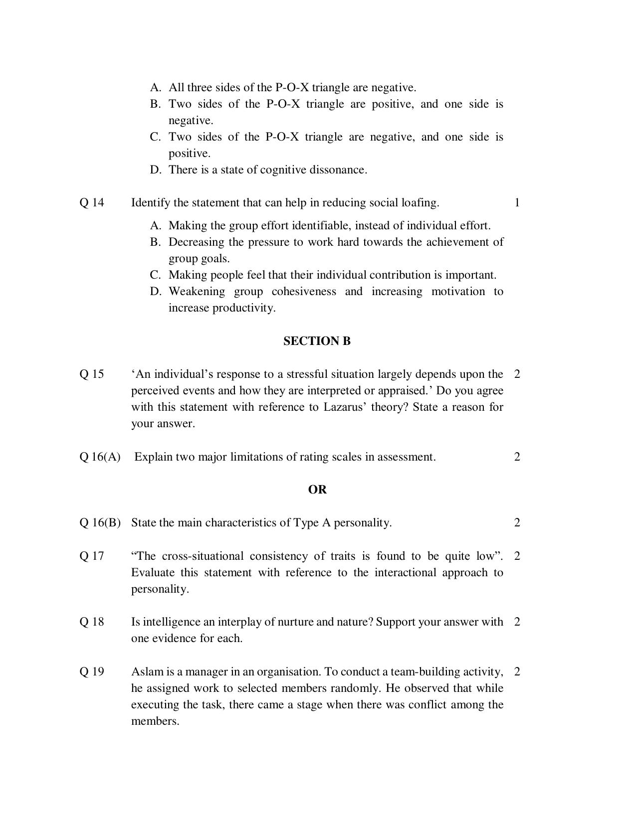 CBSE Class 12 Psychology Sample Question Paper 2024-25 - Page 5