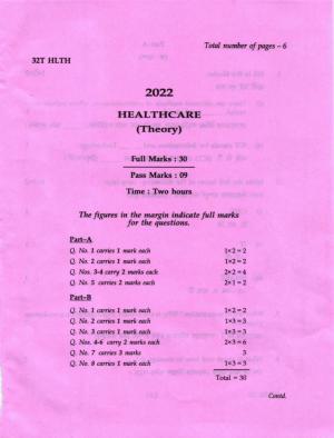 AHSEC Class 12 HLTH Question Papers 2022