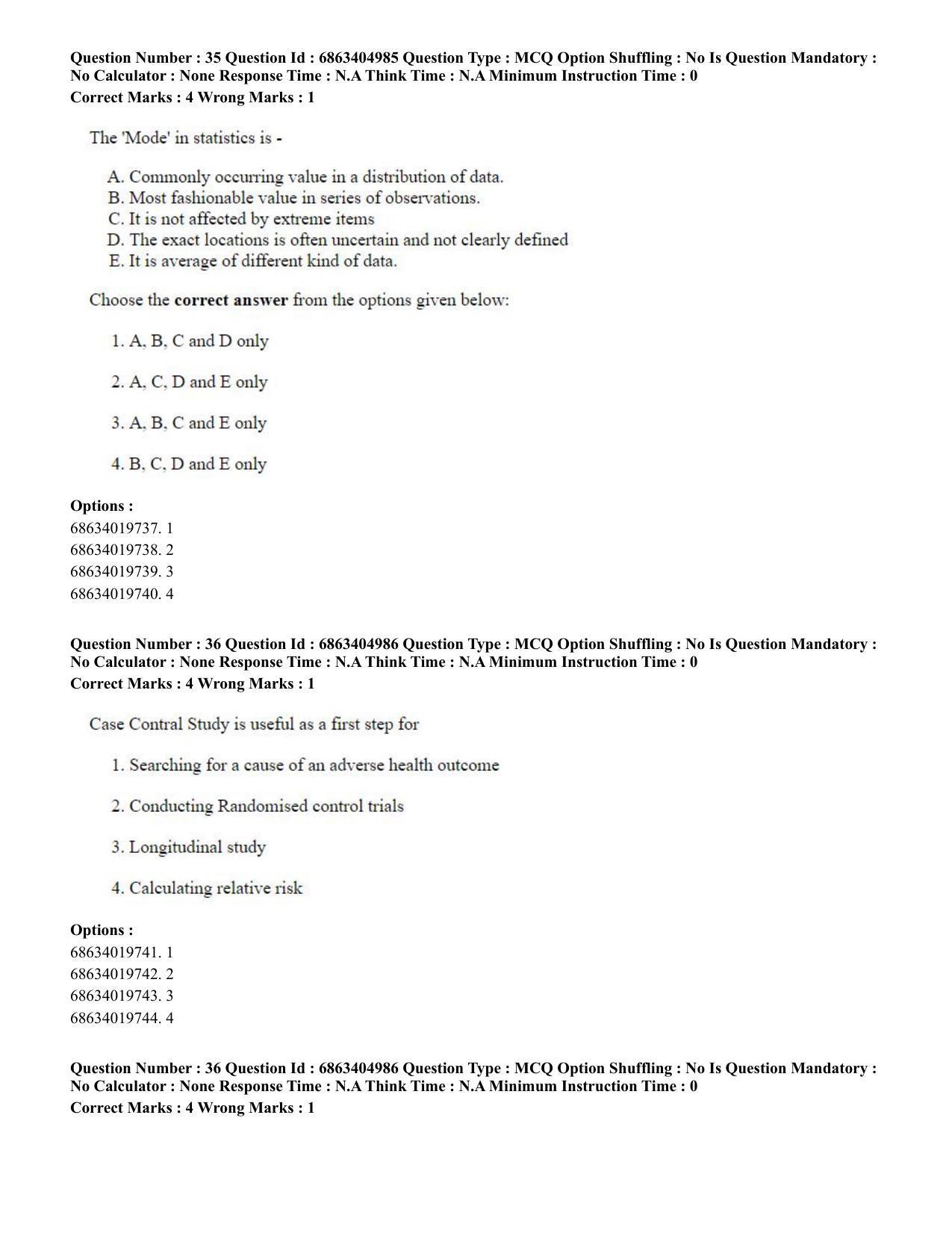 CUET PG 2023: COQP19 – Public Health (Eng.) - Shift 1 (5-06-2023) Question Paper - Page 36