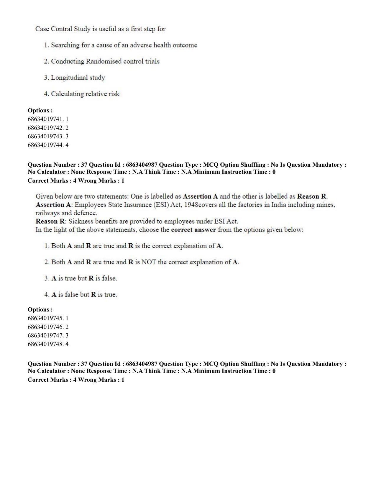 CUET PG 2023: COQP19 – Public Health (Eng.) - Shift 1 (5-06-2023) Question Paper - Page 37