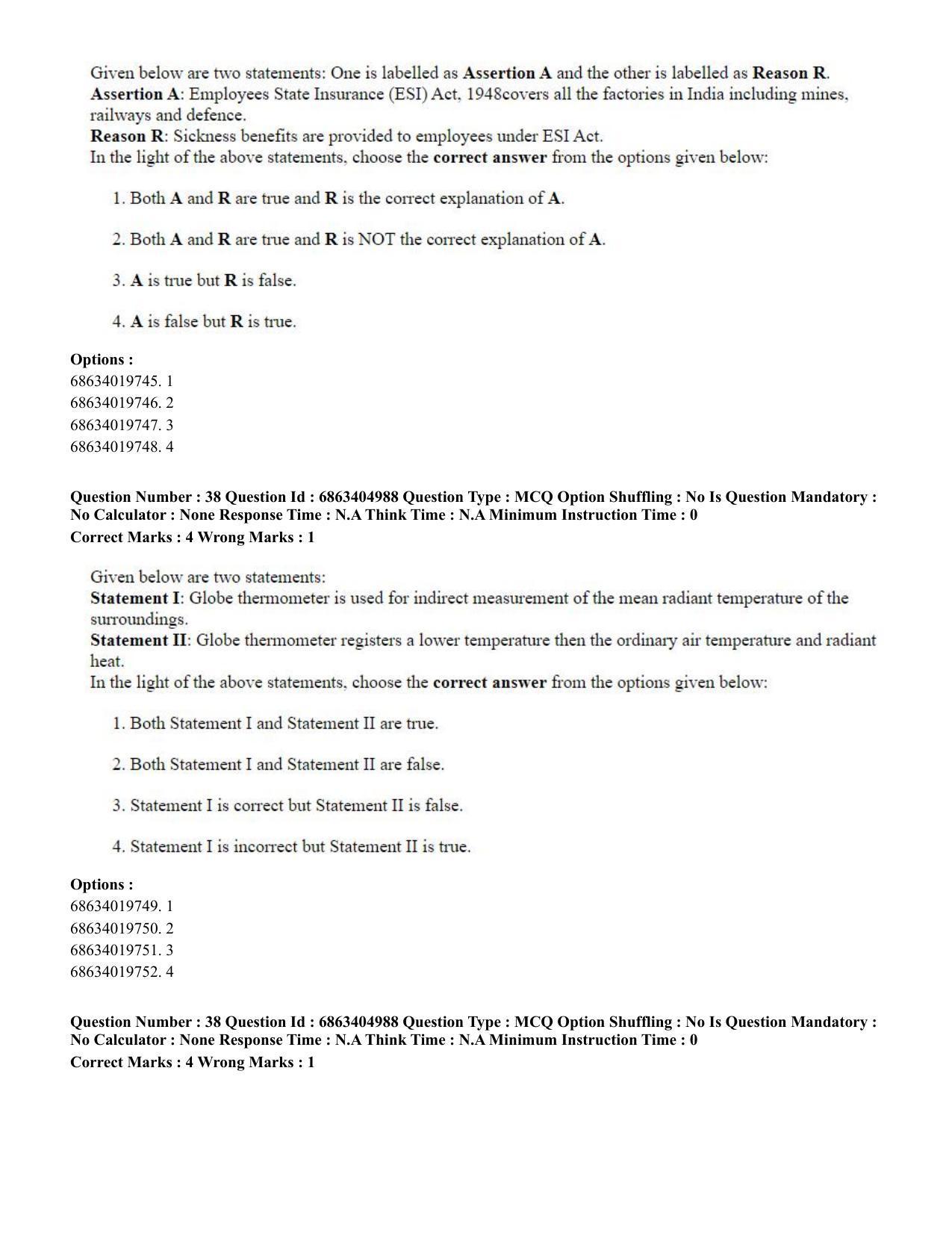 CUET PG 2023: COQP19 – Public Health (Eng.) - Shift 1 (5-06-2023) Question Paper - Page 38