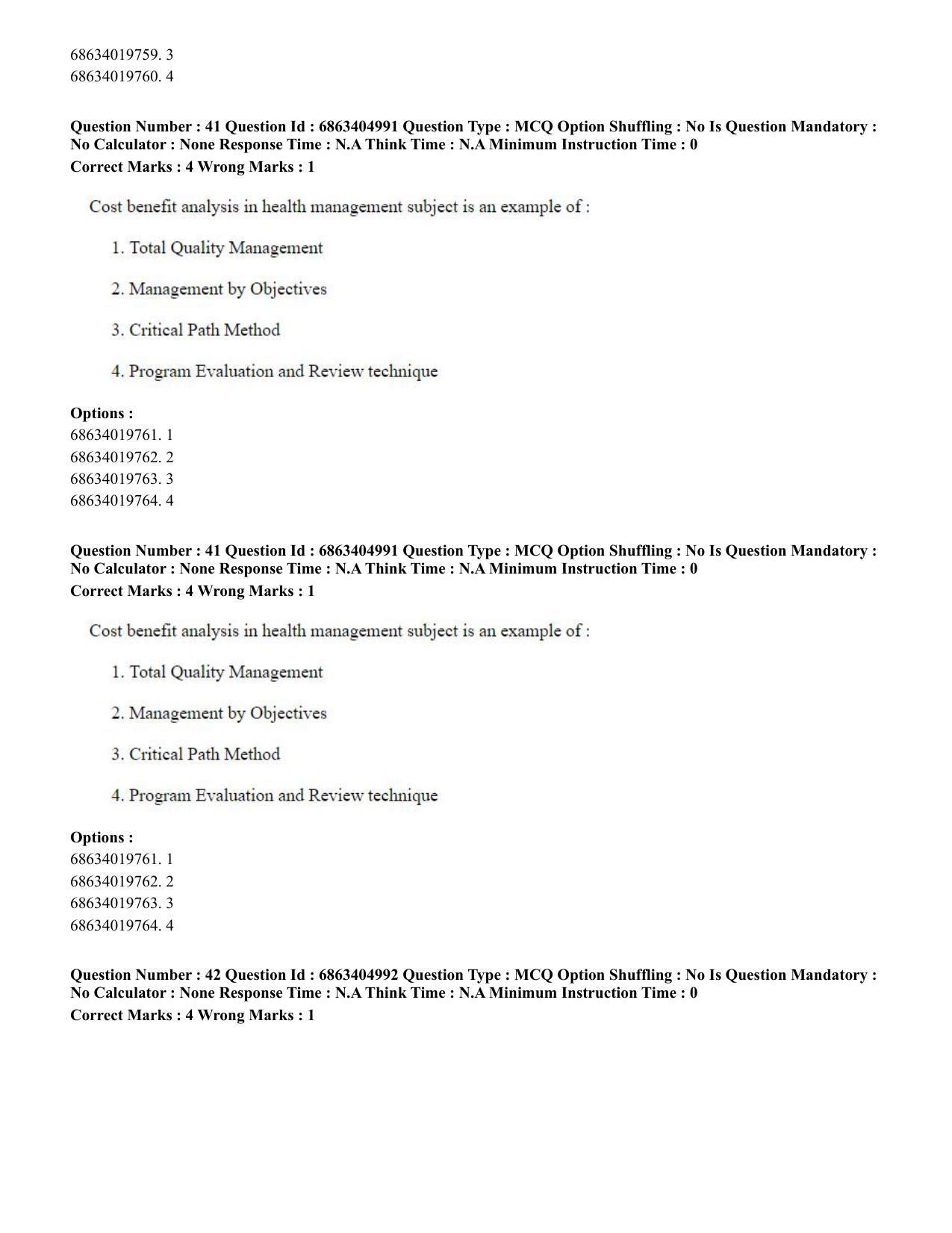 CUET PG 2023: COQP19 – Public Health (Eng.) - Shift 1 (5-06-2023) Question Paper - Page 41