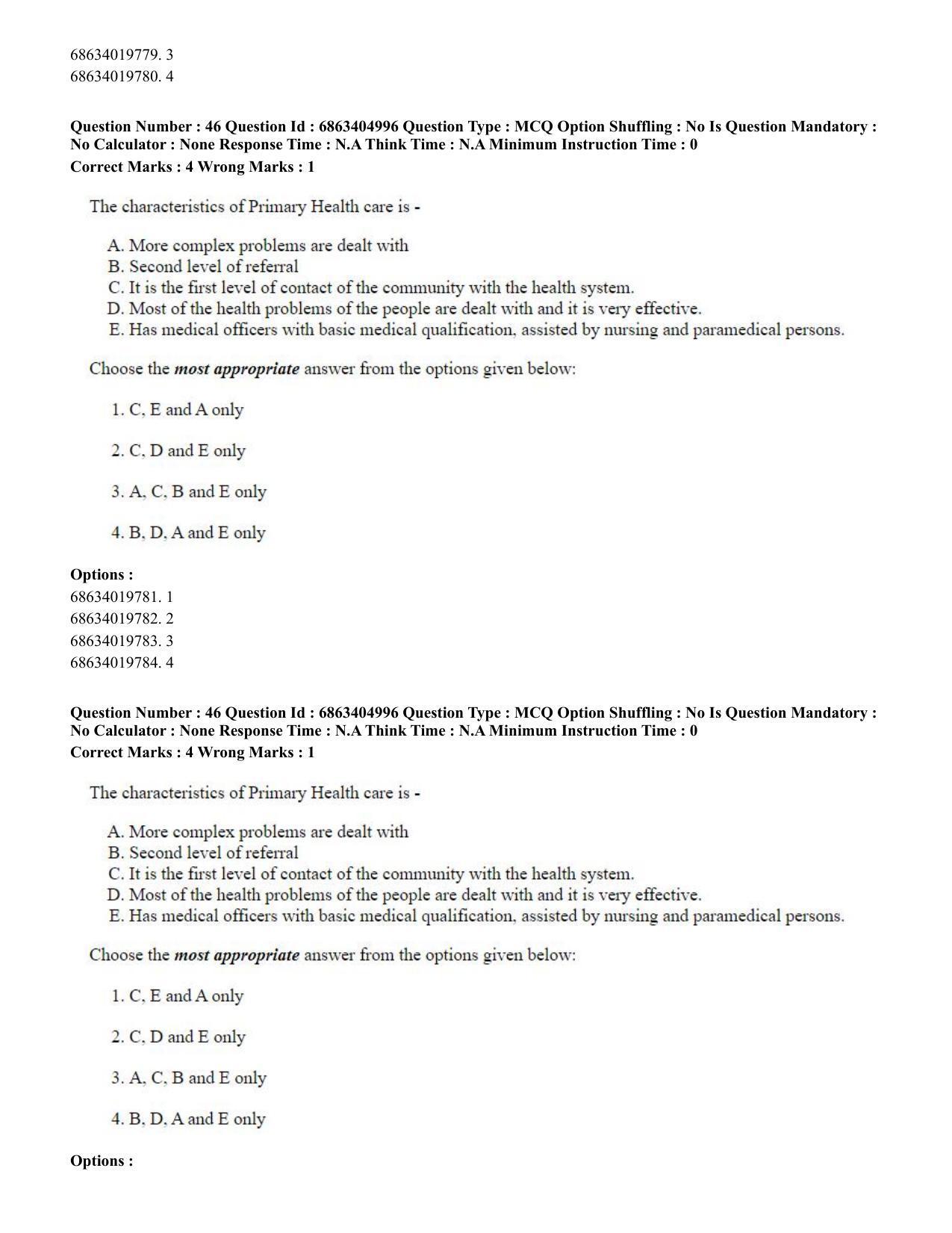 CUET PG 2023: COQP19 – Public Health (Eng.) - Shift 1 (5-06-2023) Question Paper - Page 45