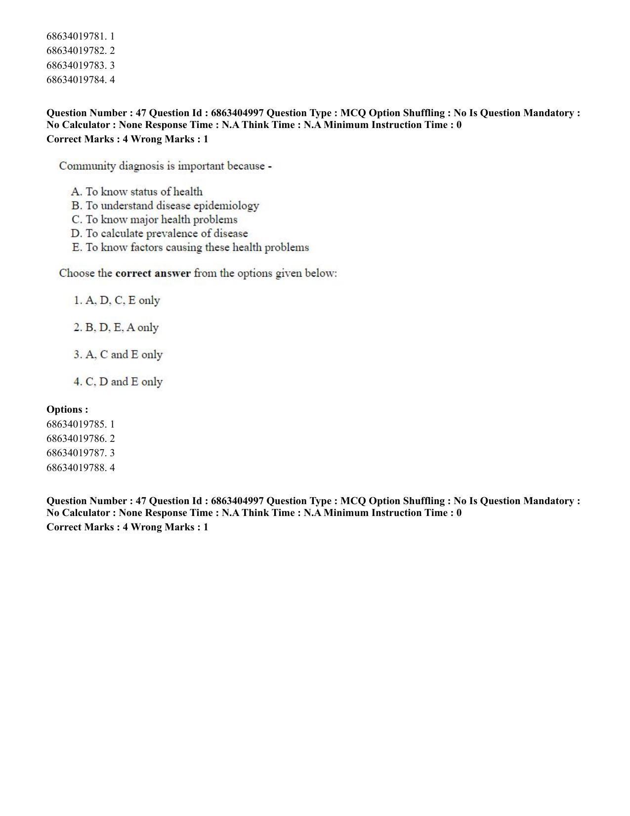 CUET PG 2023: COQP19 – Public Health (Eng.) - Shift 1 (5-06-2023) Question Paper - Page 46