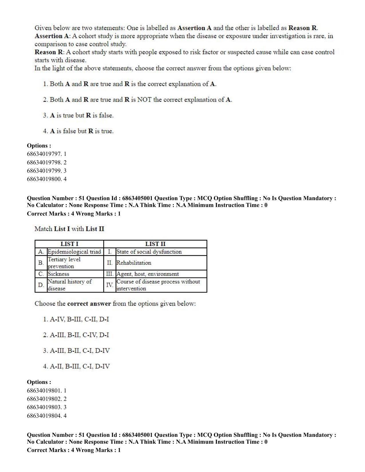 CUET PG 2023: COQP19 – Public Health (Eng.) - Shift 1 (5-06-2023) Question Paper - Page 50