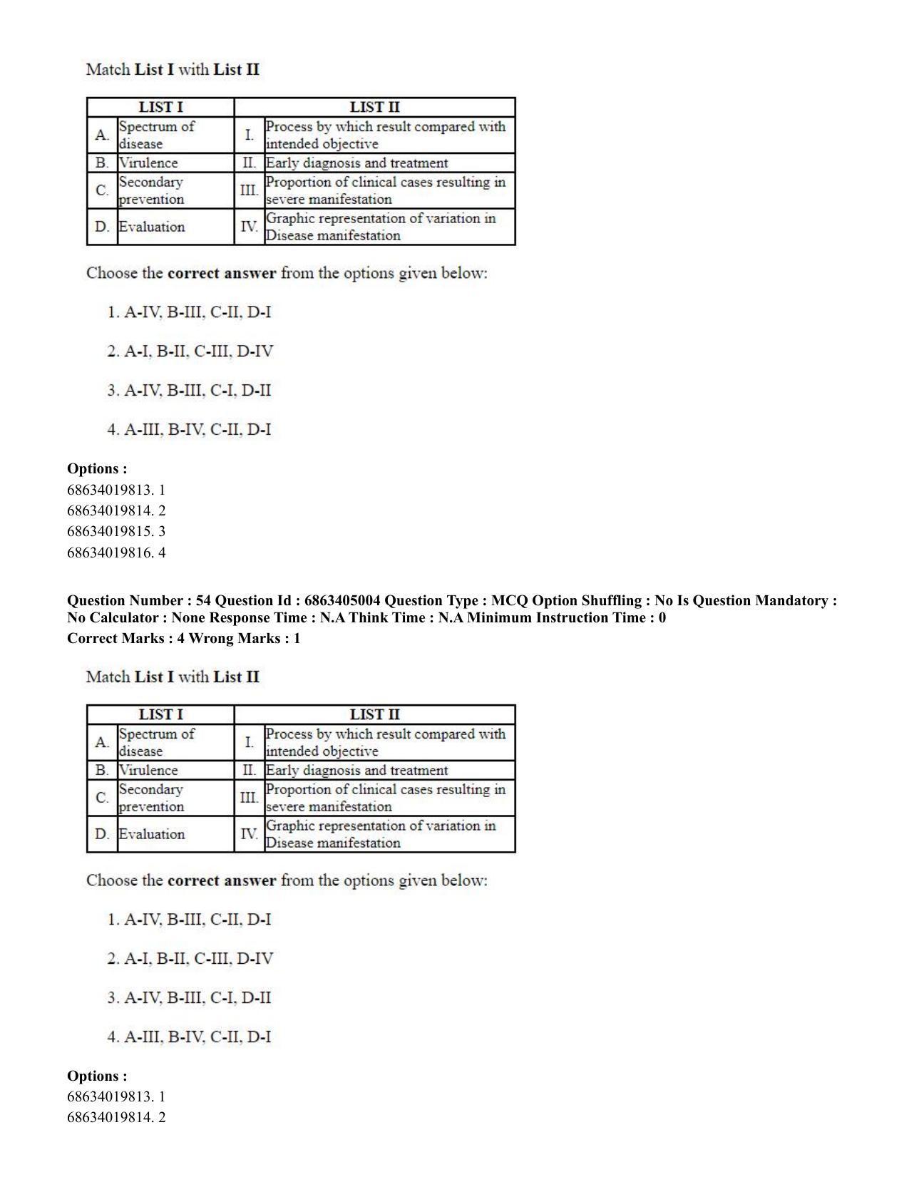 CUET PG 2023: COQP19 – Public Health (Eng.) - Shift 1 (5-06-2023) Question Paper - Page 54