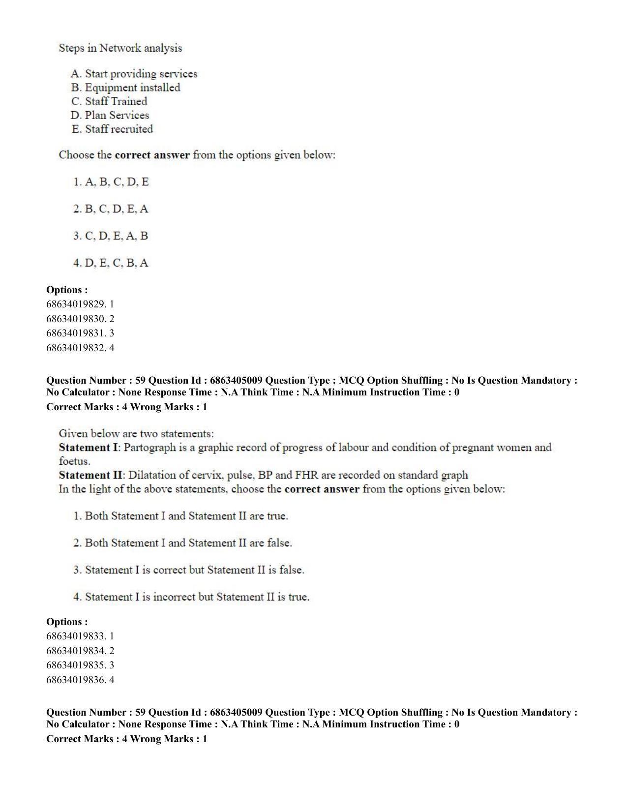 CUET PG 2023: COQP19 – Public Health (Eng.) - Shift 1 (5-06-2023) Question Paper - Page 59