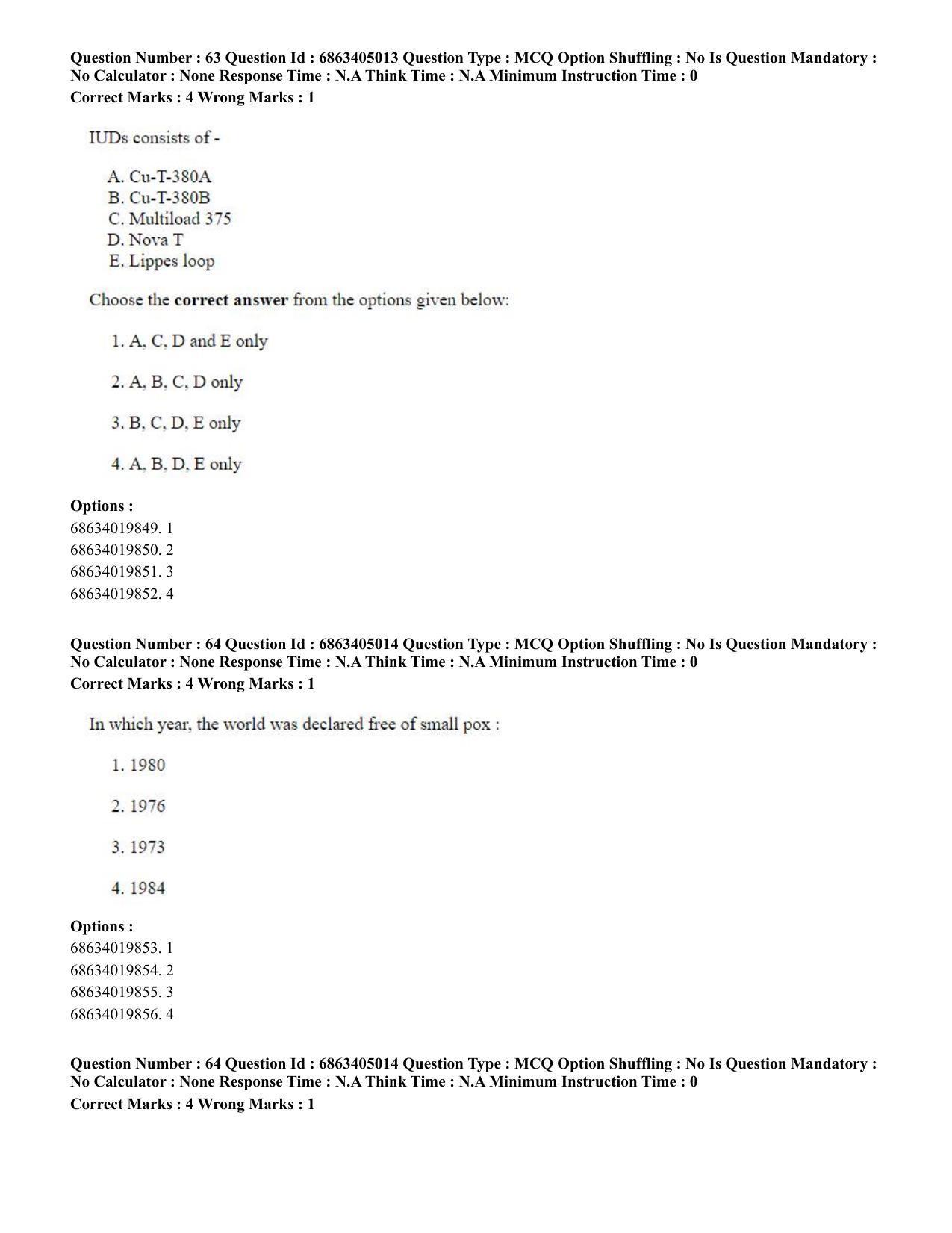 CUET PG 2023: COQP19 – Public Health (Eng.) - Shift 1 (5-06-2023) Question Paper - Page 64