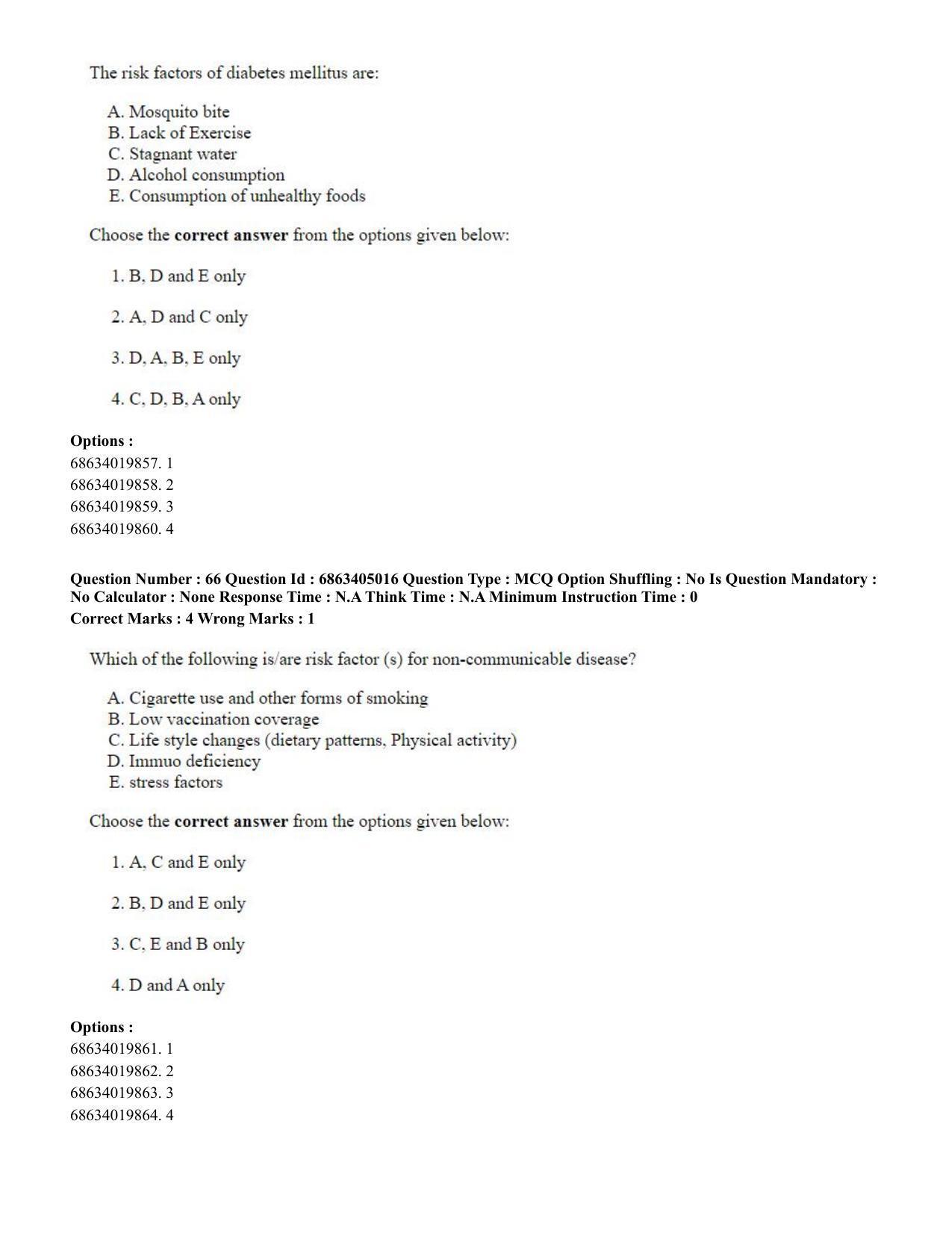 CUET PG 2023: COQP19 – Public Health (Eng.) - Shift 1 (5-06-2023) Question Paper - Page 66