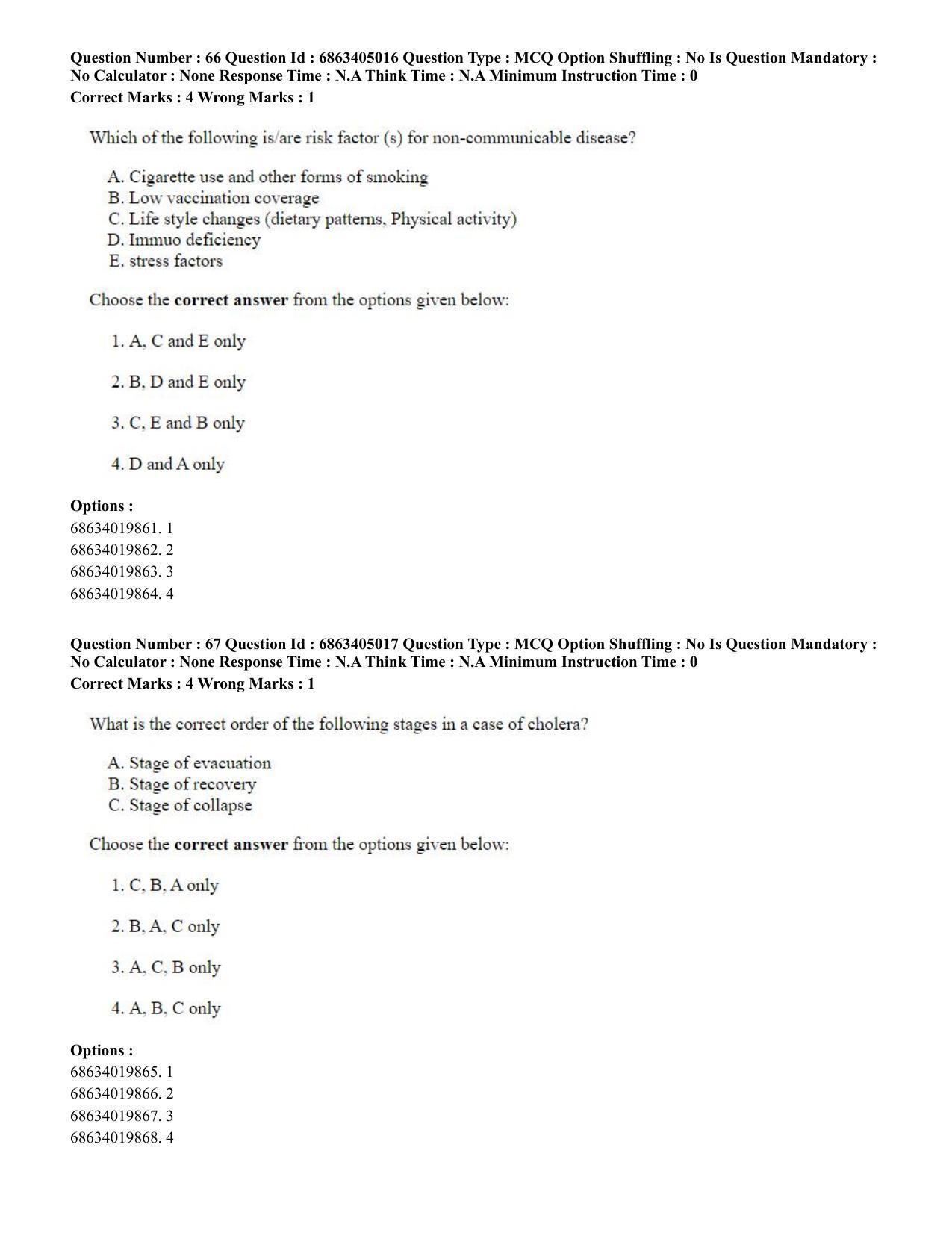 CUET PG 2023: COQP19 – Public Health (Eng.) - Shift 1 (5-06-2023) Question Paper - Page 67