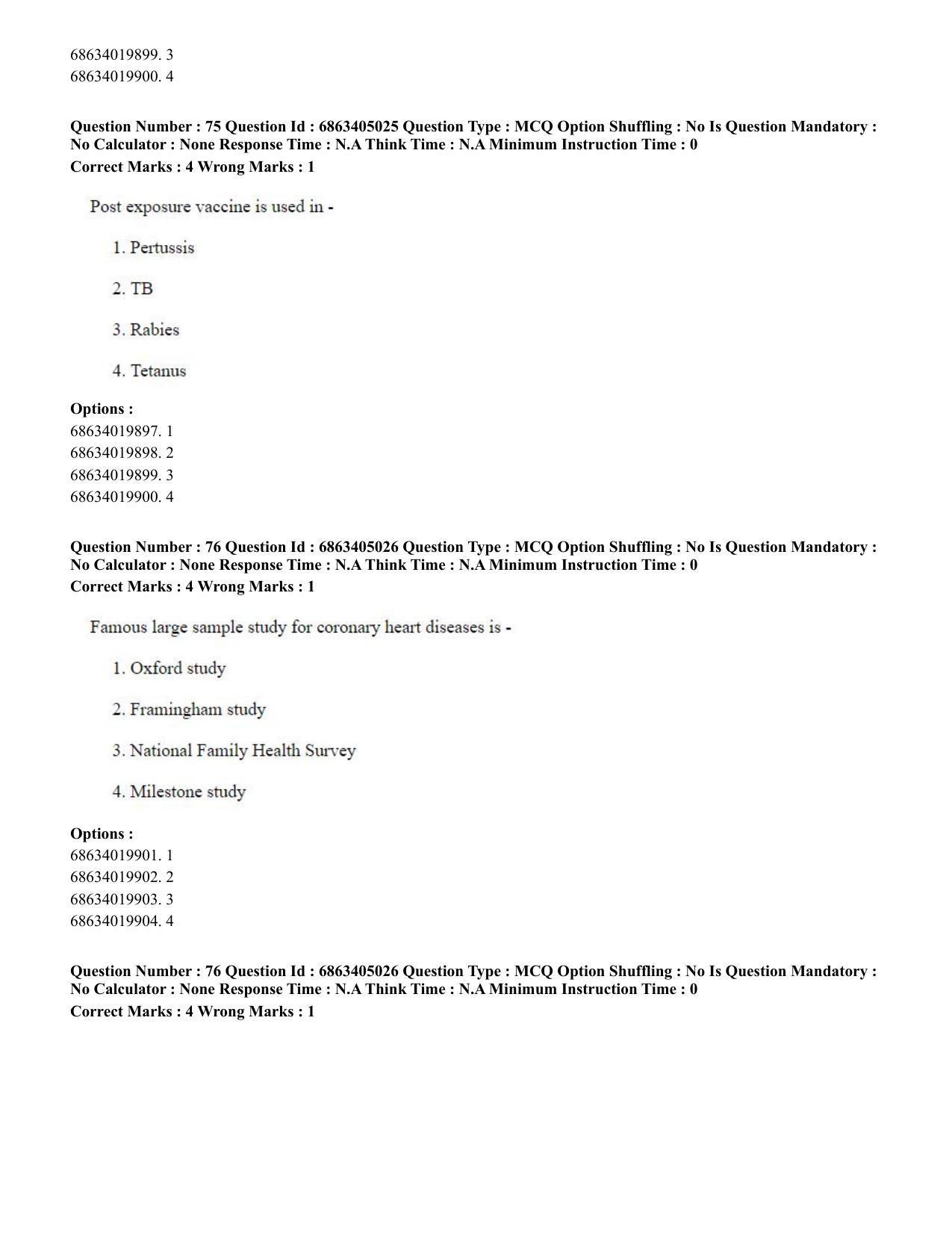 CUET PG 2023: COQP19 – Public Health (Eng.) - Shift 1 (5-06-2023) Question Paper - Page 75