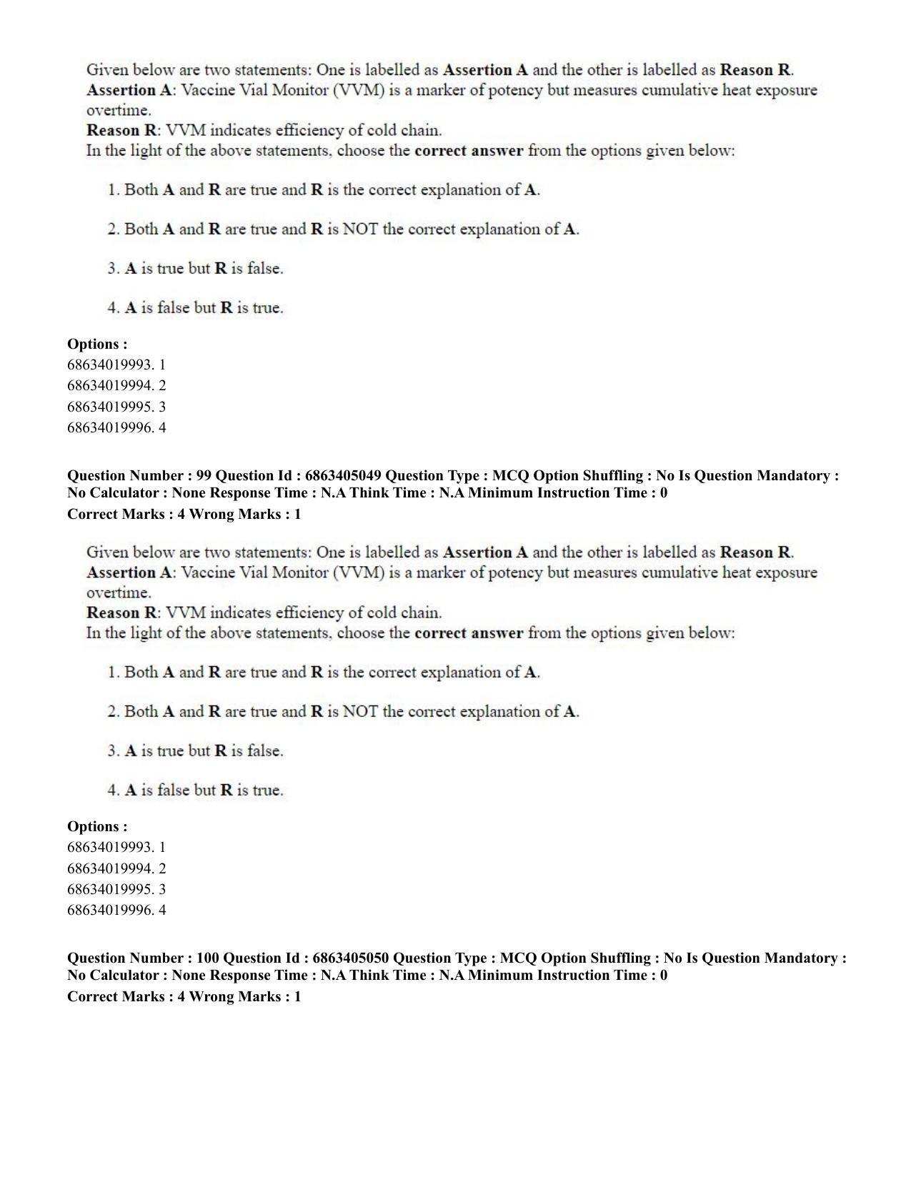 CUET PG 2023: COQP19 – Public Health (Eng.) - Shift 1 (5-06-2023) Question Paper - Page 95