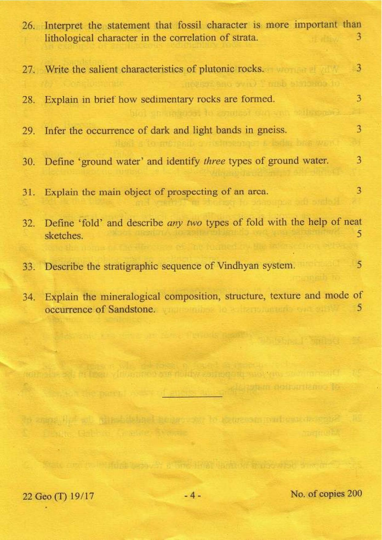 COHSEM Class 12 Geology 2017 Question Papers - Page 4