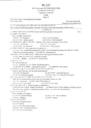 Bilaspur University Question Paper June 2022:M.A. Sociology (Second Semester) Social Research And Statistics Paper 1