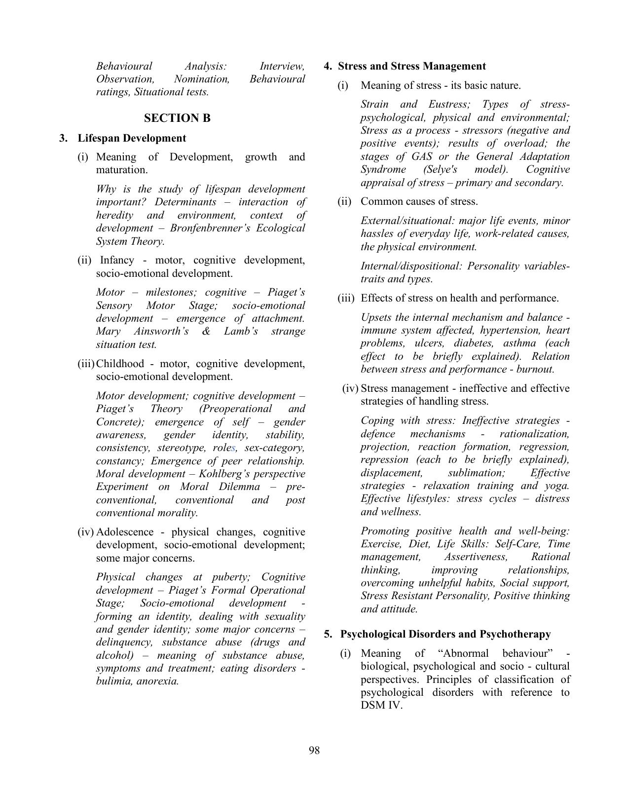 ISC Class XI & XII Psychology Syllabus - Page 5