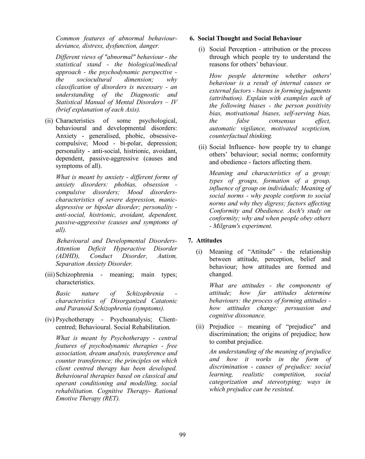 ISC Class XI & XII Psychology Syllabus - Page 6