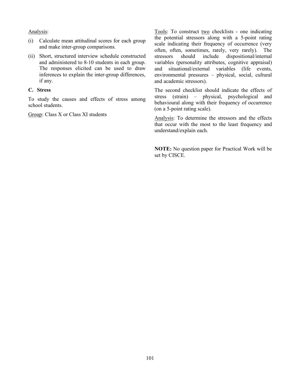 ISC Class XI & XII Psychology Syllabus - Page 8