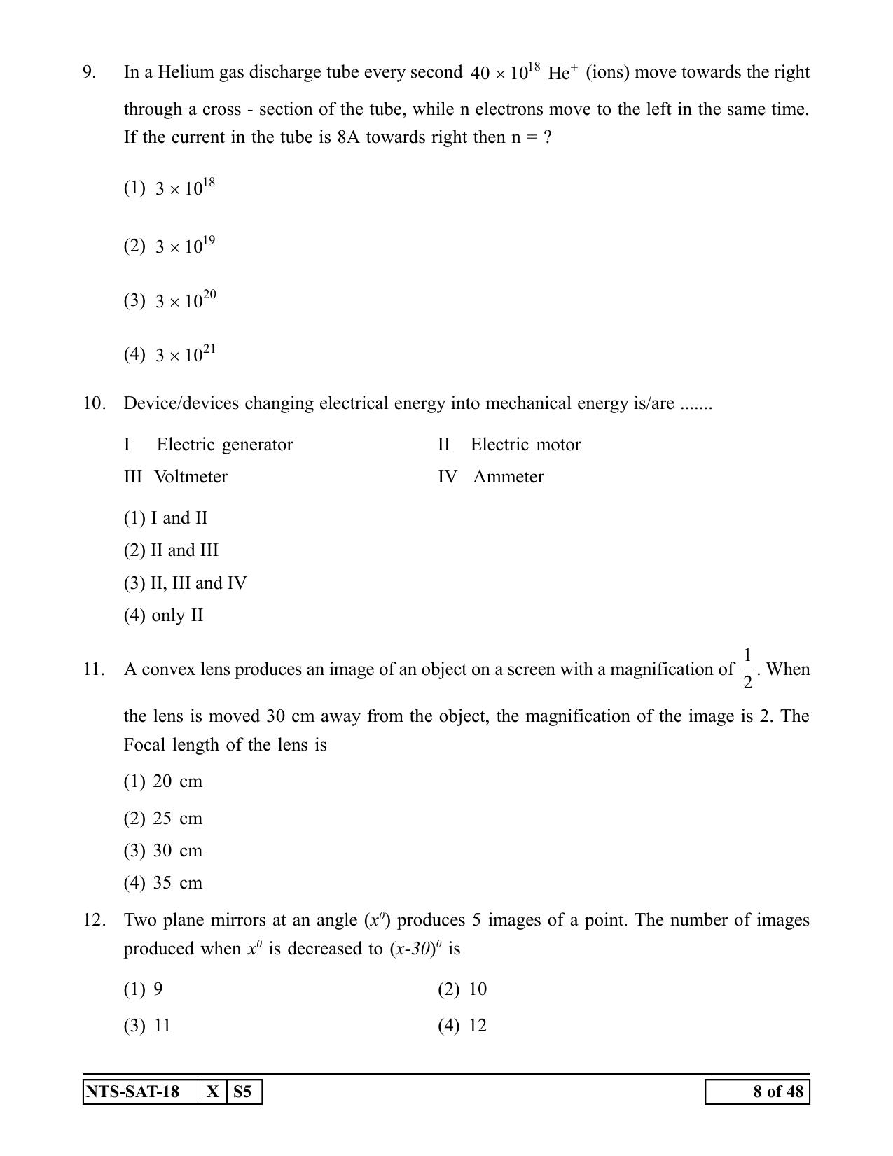 Maharashtra NTSE 2019 SAT (English) Question Paper - Page 8