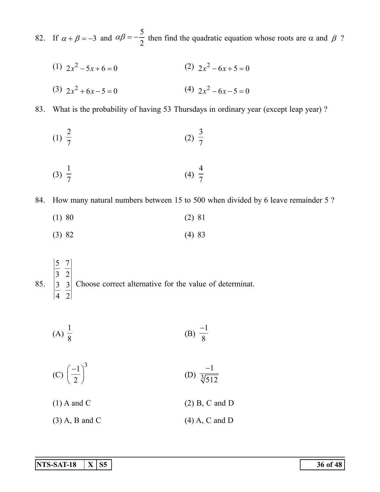 Maharashtra NTSE 2019 SAT (English) Question Paper - Page 36