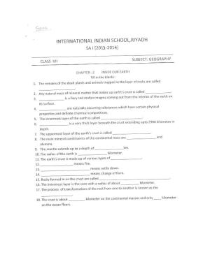 CBSE Worksheets for Class 7 Geography Inside Our Earth Assignment 1