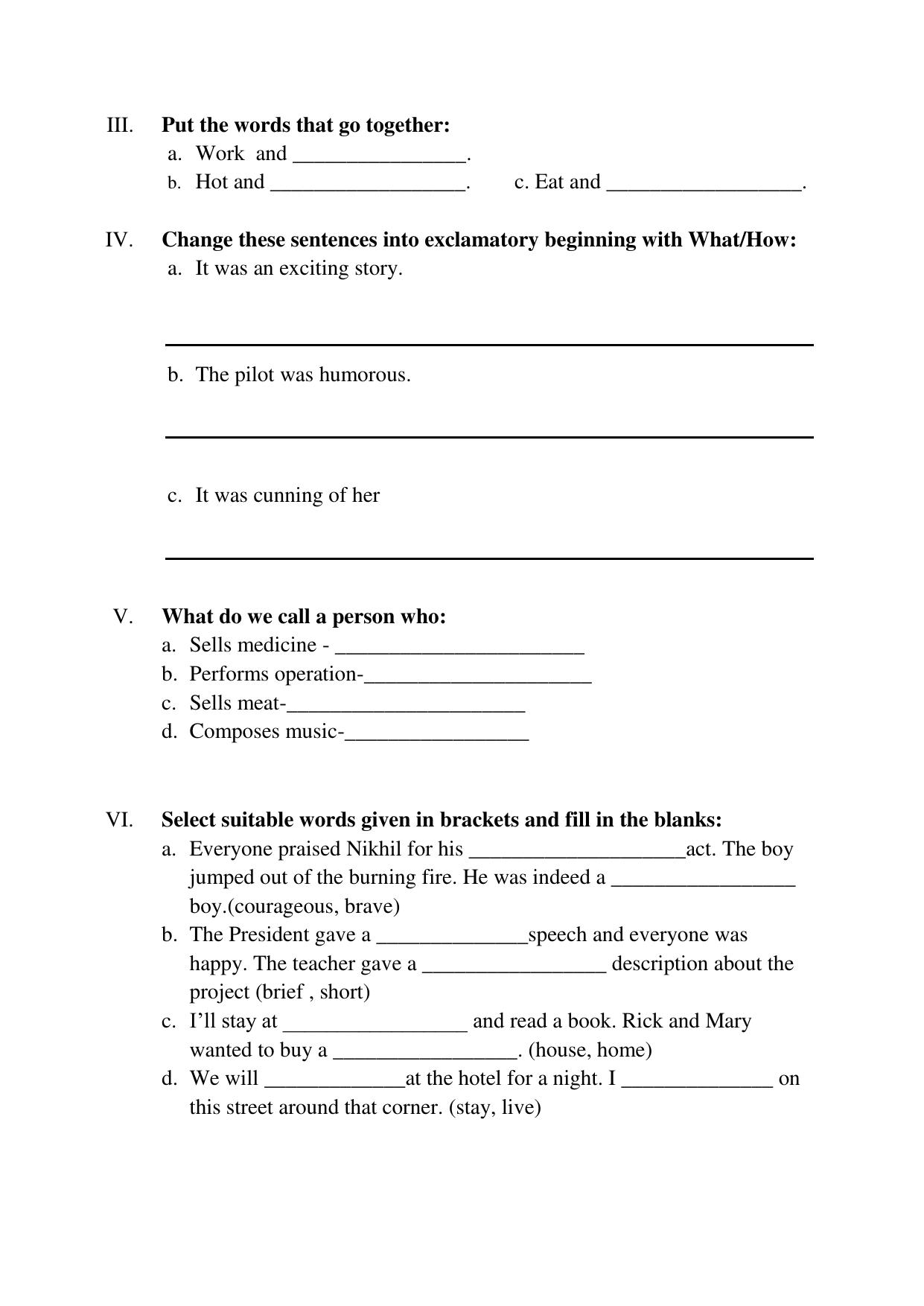 Worksheet for Class 5 English Assignment 14 - Page 2
