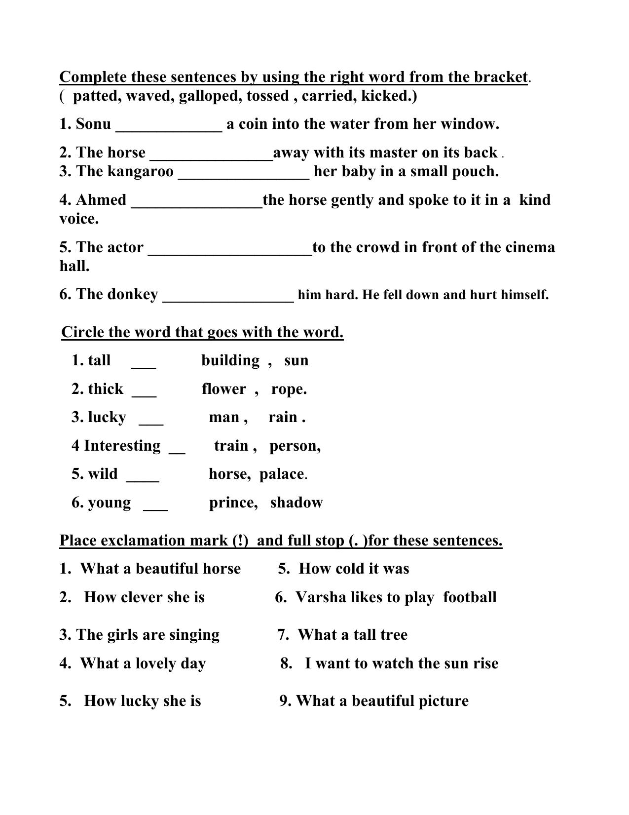 Worksheet for Class 2 English Assignment 79 Course Book - Page 2
