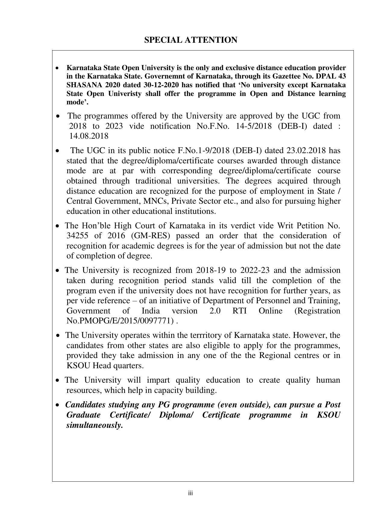 Mysore University, Mysore B.Sc IT Admission 2021-22 - Page 3