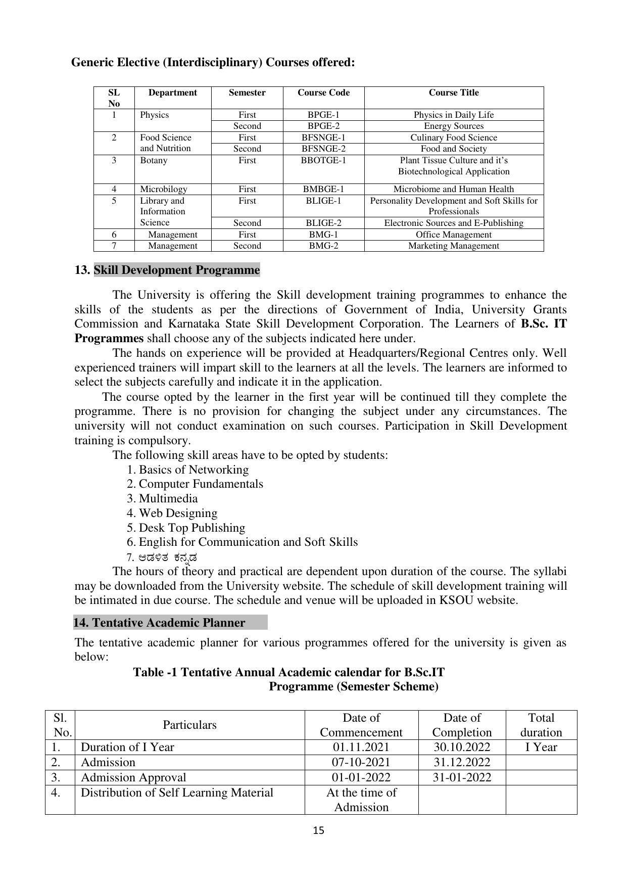 Mysore University, Mysore B.Sc IT Admission 2021-22 - Page 21