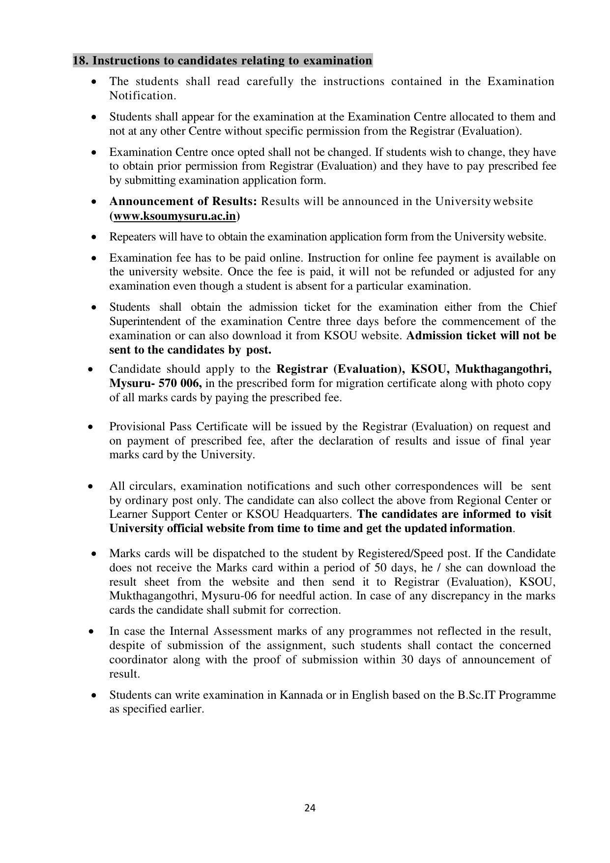 Mysore University, Mysore B.Sc IT Admission 2021-22 - Page 30