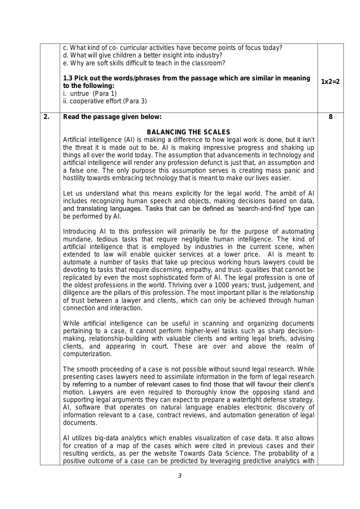 CBSE Class 12 English Core Skill Education-Sample Paper 2019-20 - Page 3