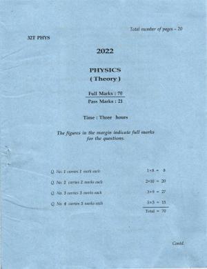 AHSEC Class 12 Physics Question Papers 2022