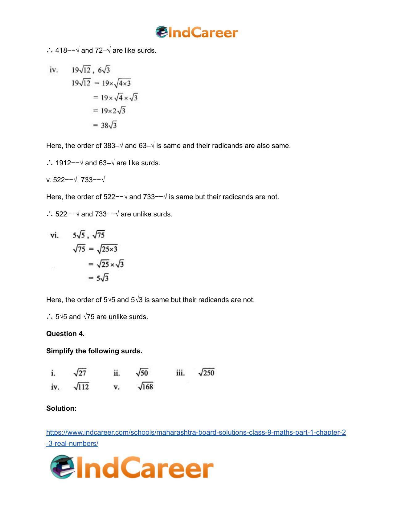 Maharashtra Board Solutions Class 9-Maths (Part 1): Chapter 2.3- Real Numbers - Page 5