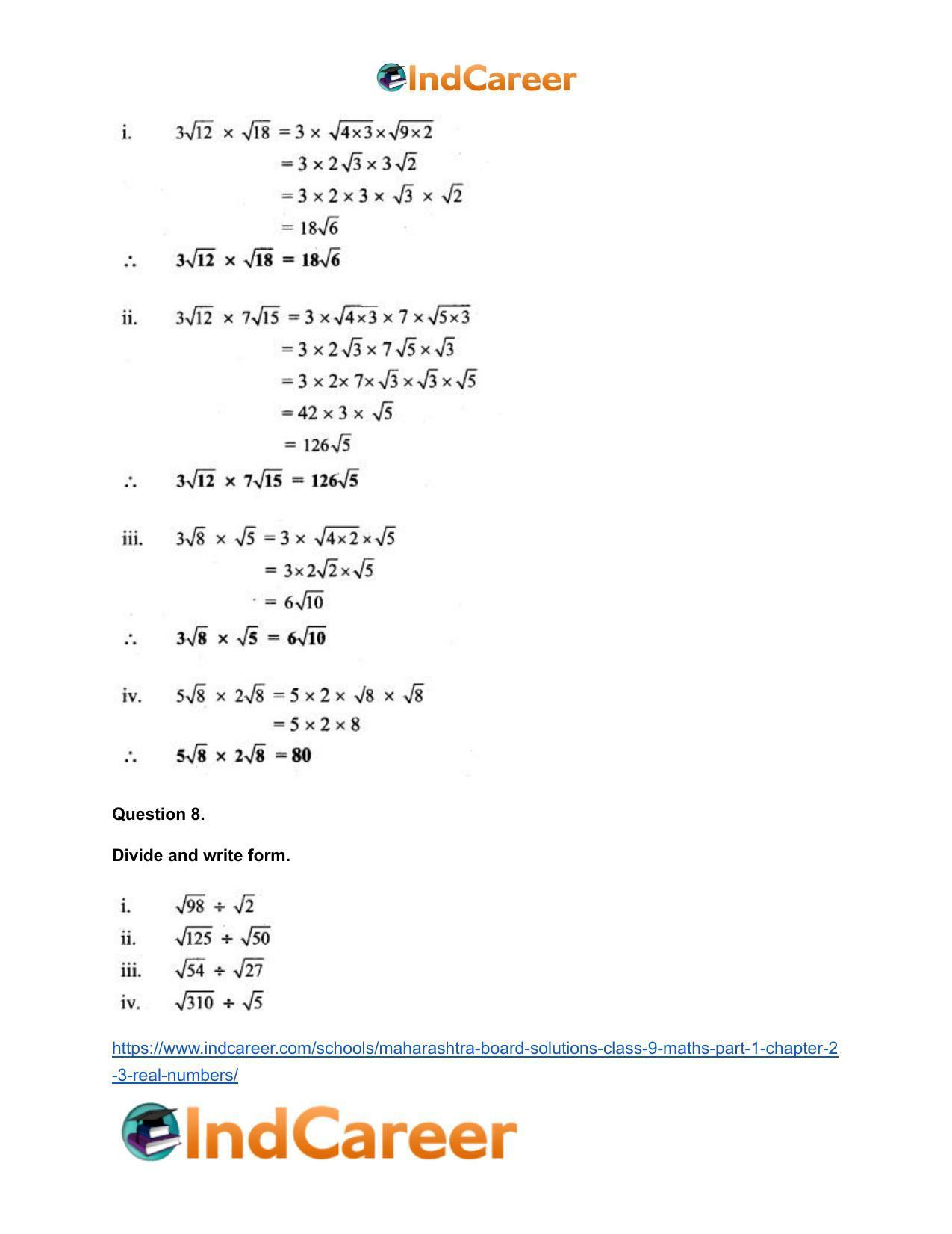 Maharashtra Board Solutions Class 9-Maths (Part 1): Chapter 2.3- Real Numbers - Page 11