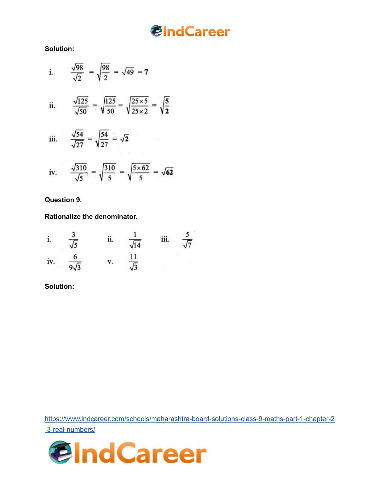 Maharashtra Board Solutions Class 9-Maths (Part 1): Chapter 2.3- Real Numbers - Page 12
